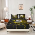 thumbnail image 2 of Manfei Soccer Sports Fitted Sheet, Glowing Lightning Queen Bedding, Purple Crack Glow 3-Piece, 1 Fitted Sheet and 2 Pillowcases, 2 of 6