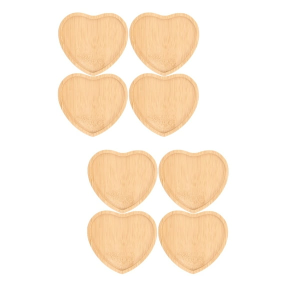 8 pcs  Reusable Coasters Heart Shape Coasters Wood Cup Pads Rustic Style Wood Coasters