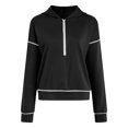 thumbnail image 4 of GEWSEY Women's 2025 Fall Hooded Sweatshirts Long Sleeve Half Zip Cropped Hoodies Pullover Winter Fashion Clothes (Black, L), 4 of 6