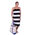 thumbnail image 6 of Puffy Cotton Luxury Cabana Striped Velour Beach Towel - Black, 6 of 8