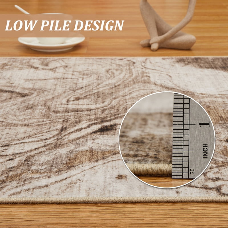 10'x13' Boho Vintage Area Rug – Soft Modern Abstract Design, Machine Washable Non-Slip Carpet for Living Room, Farmhouse, Kids Room & Dining Room Caramel