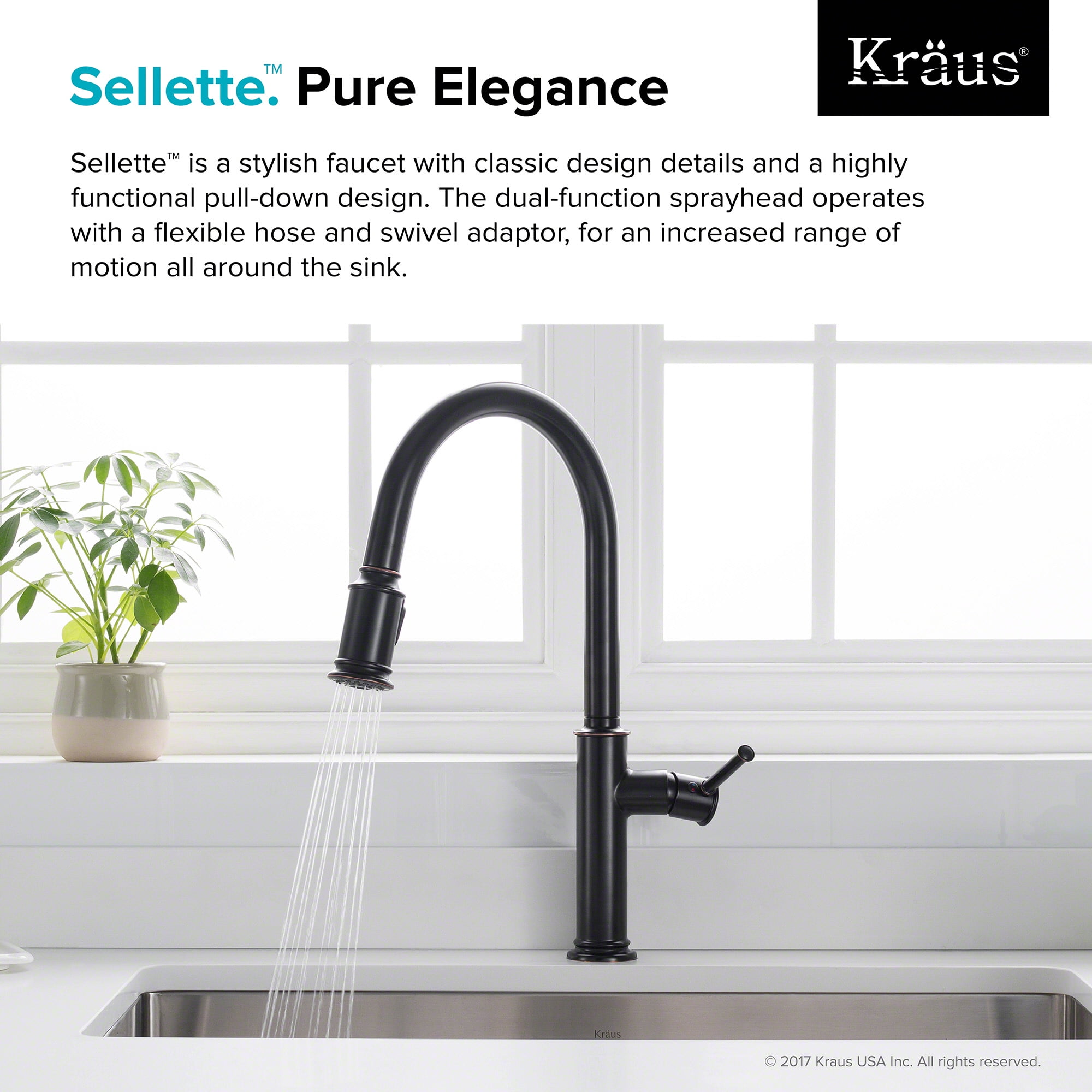Kraus Sellette™ Single Handle Pull Down Kitchen Faucet with Deck Plate and Soap Dispenser in Oil Rubbed Bronze Finish