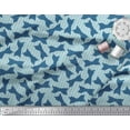 thumbnail image 2 of Soimoi Blue Rayon Fabric Bow & Stripe Printed Fabric 1 Yard 56 Inch Wide, 2 of 3