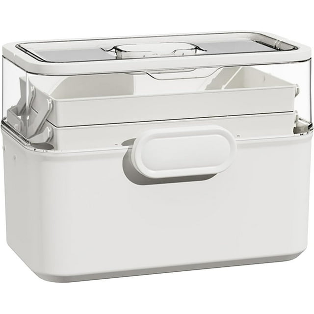 3-Tier Medicine Organizer,Portable Medicine Cabinet,Removable Small Medicine Box,Dustproof Family Size,Transparent Visual Design