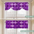 thumbnail image 5 of Purple Fish Scale Tie Up Valance Curtains for Windows, Kitchen Curtains Window Treatments, Modern Geometric Ombre Abstract Moroccan Short Window Shades Valances for Bedroom Bathroom Cafe 42"x18", 5 of 8