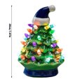 thumbnail image 3 of CY5O5ee 7.9inch Ceramic Christmas Tree with Santa Hat Figurine Table Top Display Light Up Vintage Xmas Tree Desk Light Tabletop Decorations for Home, 3 of 7