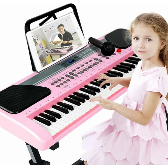 Keyboard Piano,61 Key Music Electronic Keyboard Digital Piano Organ,Portable Electric Keyboard for Beginner with Microphone,Music Stand