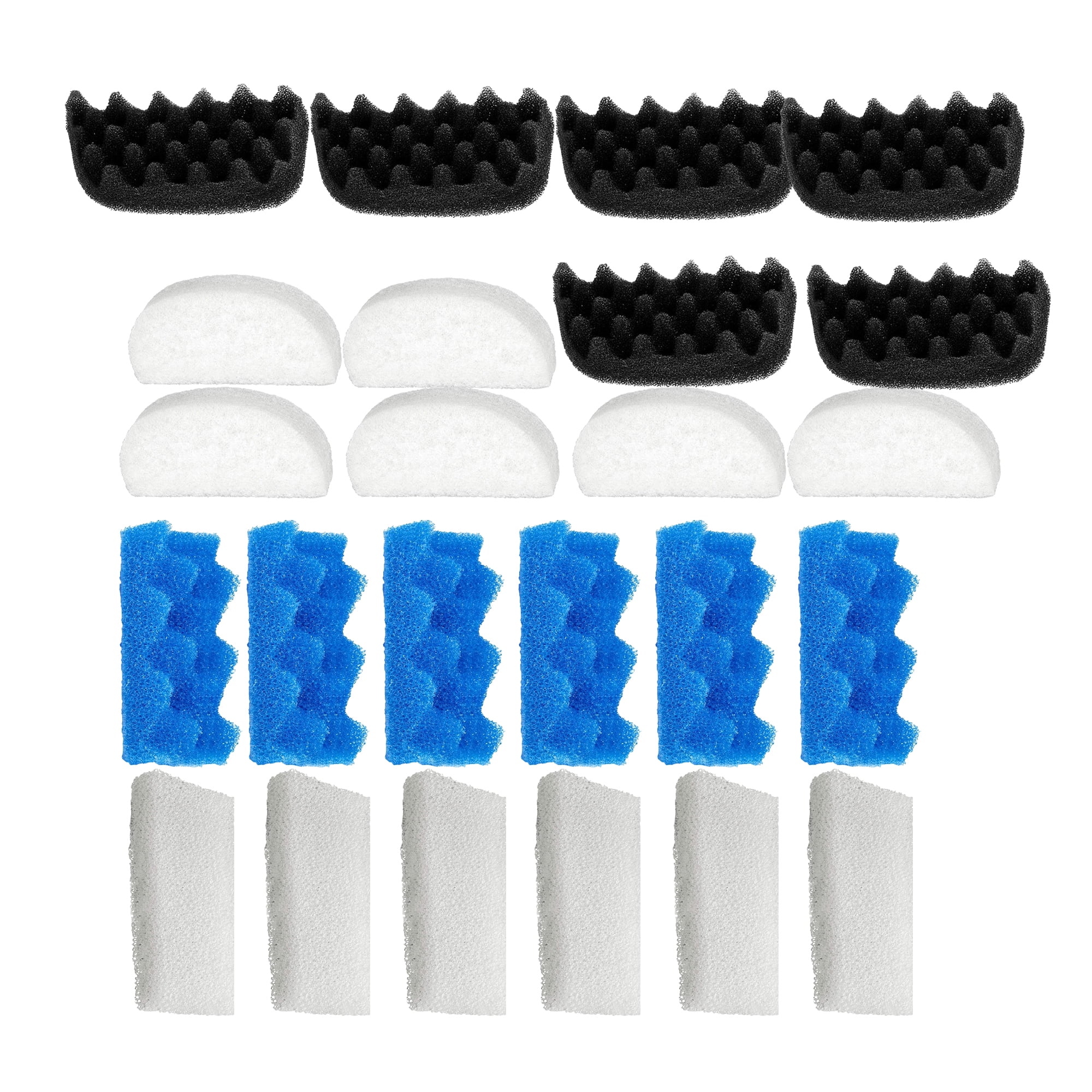 Genligt Aquarium Blue White Black Bio Sponge Foam Value Pack Compatible with Fluval 106, 107, 16 Pack