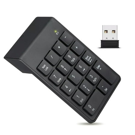 TAPDRA 2.4GHz Wireless Number Pad USB Numeric Keyboard 18 Keys for Laptop Desktop PC Easy Setup Ergonomic for Work