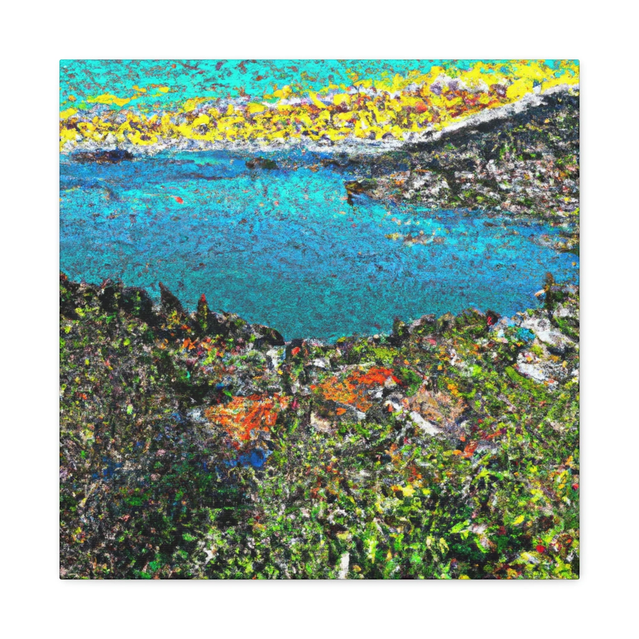 Pointillism Raining Bay at Dawn Pointillism - Canvas - Walmart.com