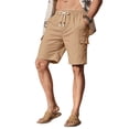 thumbnail image 5 of GENTS BLISS Cargo Men Linen Shorts Elastic Waist Drawstring Shorts for Men Summer Beach Shorts with Pockets, 5 of 11