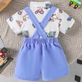 thumbnail image 3 of Baby Onesies Boy Baby Boy Outfits Dress Clothes Tractor Shirt + Bowtie + Suspender Shorts Set Romper Overalls Set Gentleman Suit Summer, 3 of 8