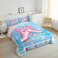 thumbnail image 3 of Manfei Roller Skating 2pcs Bedding Comforter Set,Ice Skates Twin Comforter Sets,Blue Pink Breathable Bedding Set,Lightweight Snowflake Room Decor,Reversible, 3 of 8