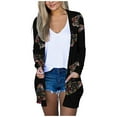 thumbnail image 4 of Womens Ladies Butterfly Print V-neck Cardigan Long Sleeve Coat Pockets Outerwear, 4 of 6