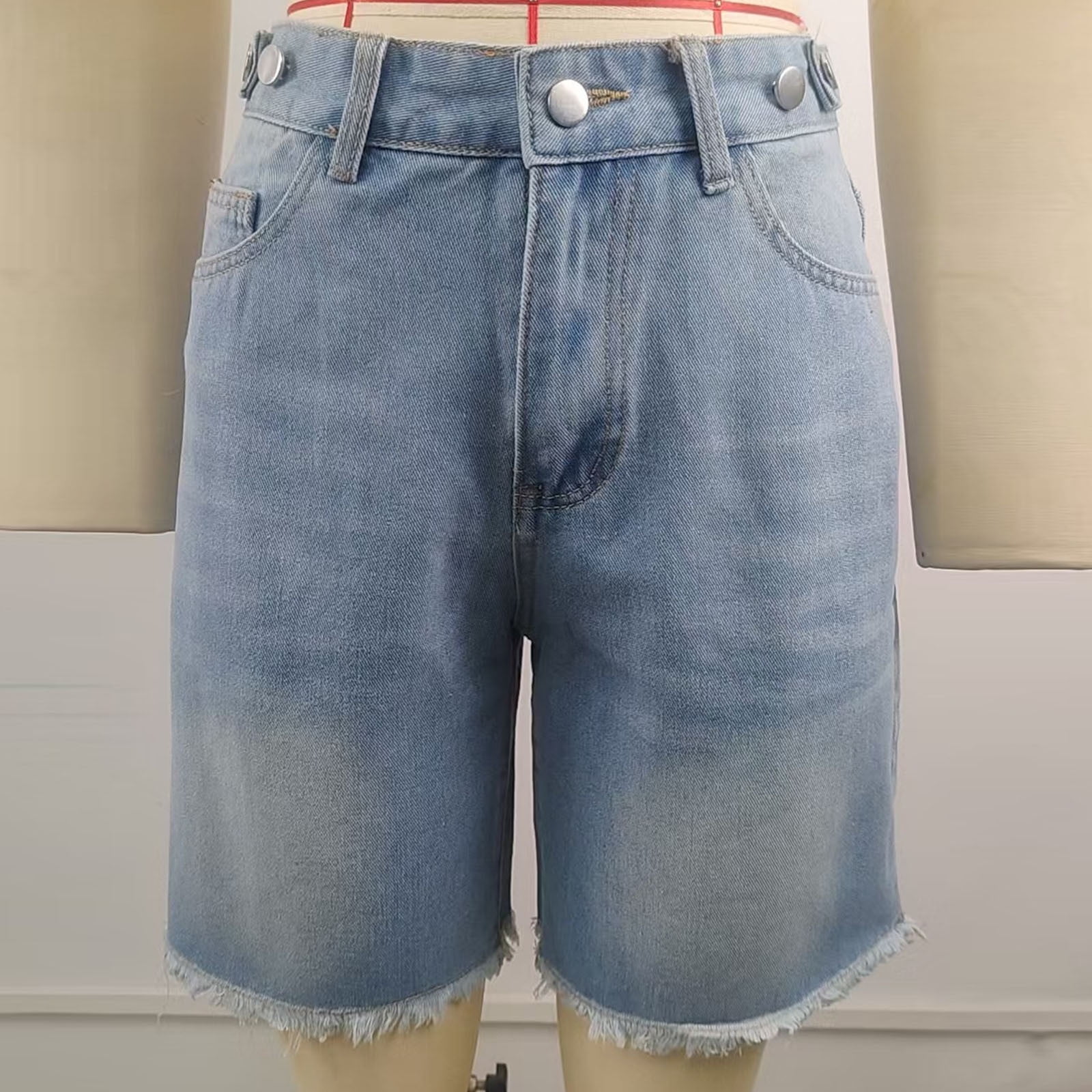 Wide Leg Bermuda Jean Shorts Women Hight Rise Vintage Denim Y2K Shorts Raw Hem Baggy Jean Jorts