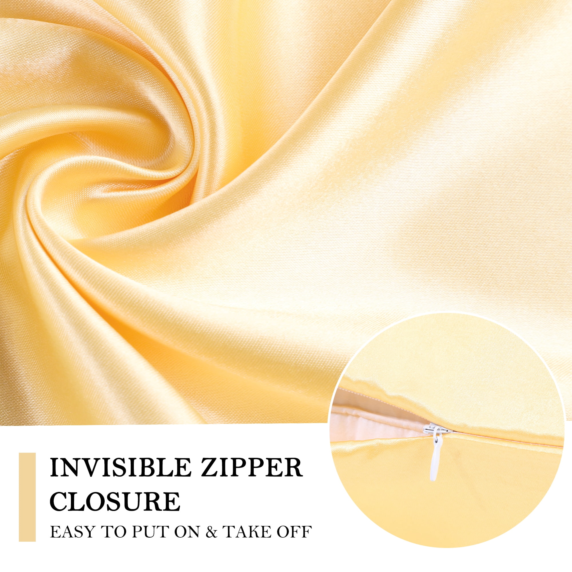 Unique Bargains Durable Soft Zippered Closure Set of 2 Satin Pillowcase Gold Standard(20"x26")