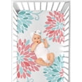 thumbnail image 5 of Sweet Jojo Designs Emma Blue and Coral Fitted Crib Sheet, 5 of 6