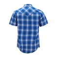 thumbnail image 2 of Men’s Western Short Sleeve Button Down Casual Plaid Pearl Snap Cowboy Shirt (#29 Blue/White/Black, 3XL), 2 of 3