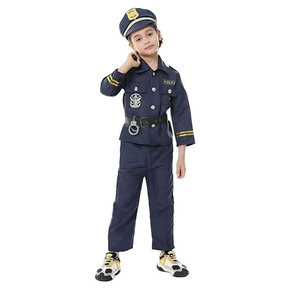 XAOWF Boys 3 Piece Toddler Set Police Dress Up Sets Performance Festival Role Play Party Suit Kids Clothes 3-8 Years Stylish Leisure Outfit