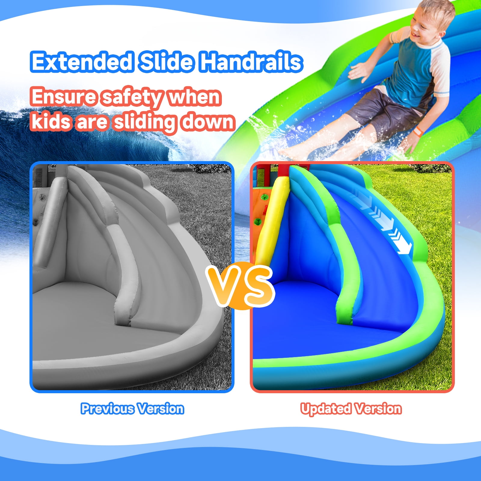 Infans Inflatable Waterslide Wet & Dry Bounce House w/Upgraded Handrail Blower Excluded