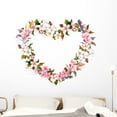 thumbnail image 1 of Floral Wreath Heart Shape Wall Decal Wallmonkeys Peel and Stick Floral Graphic (48 in W x 45 in H) WM502601, 1 of 4