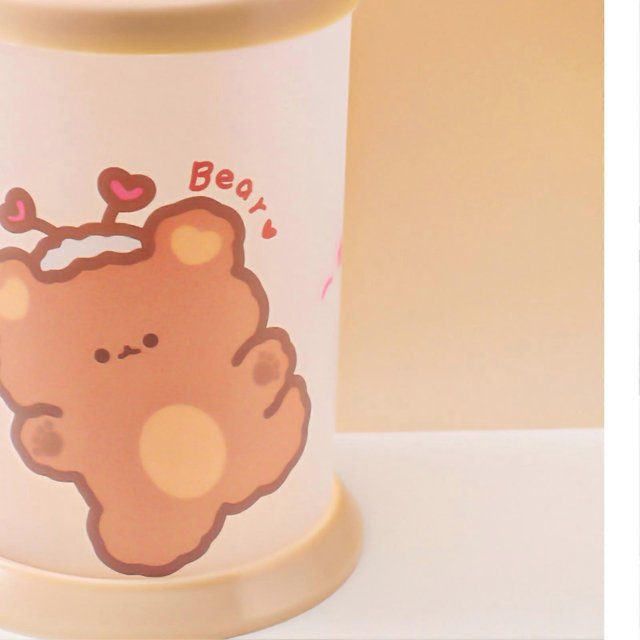 Folding Pen Holder Cute Cartoon Round Folding Pen Holder Student Office Desk Stationery Storage Box Baby Bear