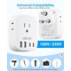 thumbnail image 4 of Adaptador de Corriente LENCENT Blanco con 4 Tomas CA y Puertos USB para India, Nepal, Bangladesh y M, 4 of 7