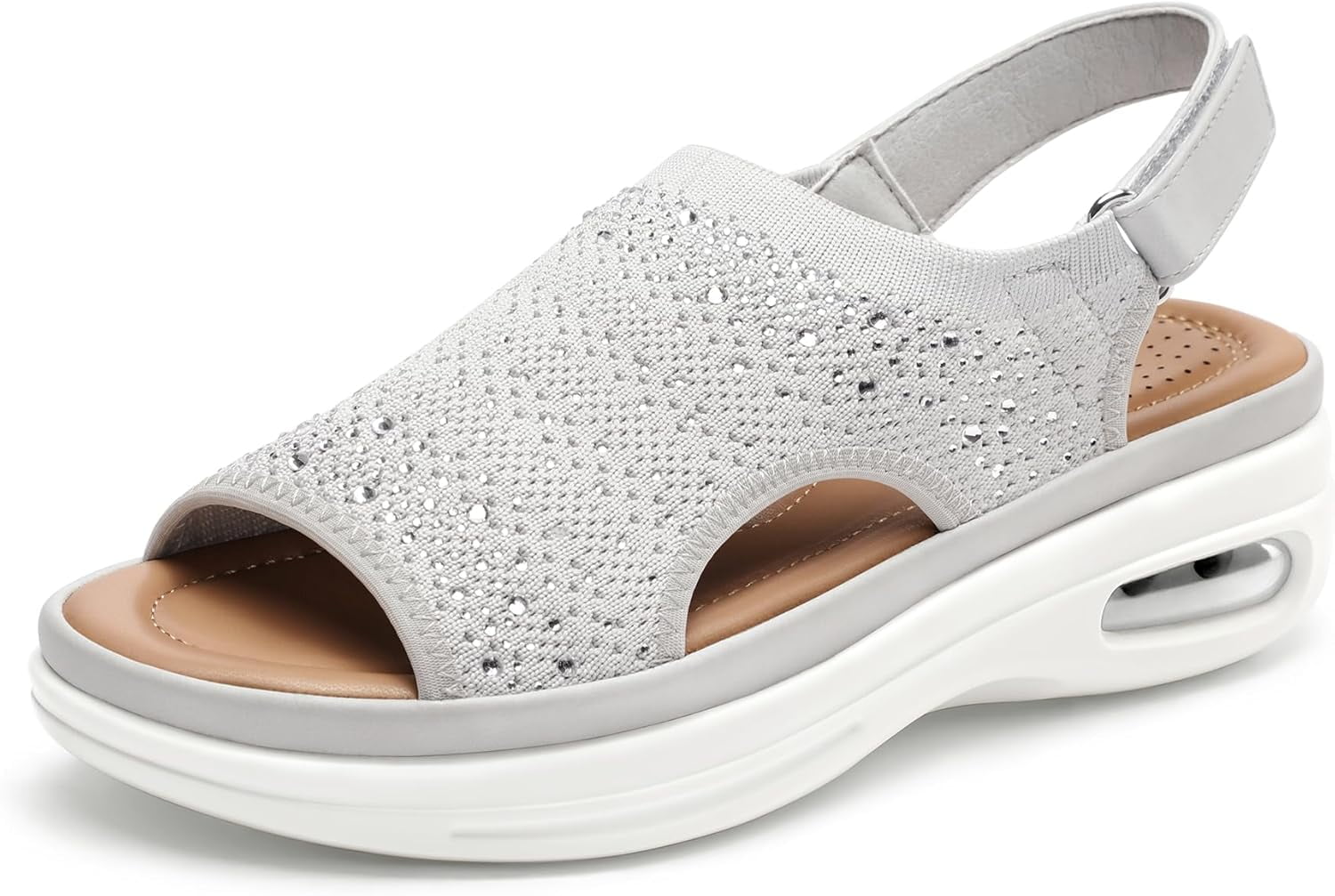 Mysoft Women's Knit Platform Sandals With Air Cushion - Breathable Slingback Walking Shoes For Comfort