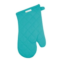 MUkitchen 100% Quilted Cotton Oven Mitt, Aquamarine - 13 inches