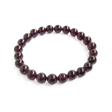Jet Granet 8mm Round Beads Stretch Gemstone Bracelet Gift for Men, Womens Adjustable Bracelet