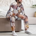 thumbnail image 7 of Honeii Sea Shells Pattern Mens Pajamas Set,2pcs Men's Lounge Long Sleeve Sleep Shirt and Pajama Bottoms Sleepwear Set,Mens Pjs Sets-X-Large, 7 of 7