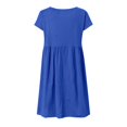 thumbnail image 3 of Women Cotton and Linen Round Neck A Line Dress Plus Size Loose Comfortable Daily Wear, 3 of 4