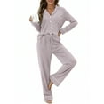 thumbnail image 5 of UVN Womens Pajamas Sets Long Sleeve Shirts and Drawstring Pants Ladies Loungewear Casual 2 Piece Matching Sets, 5 of 8