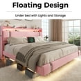 thumbnail image 2 of NEGYLIM Floating Bed Frame King Size with LED Lights, Easy to Assemble, Metal Platform Bed with Storage Headboard, No Box Spring Needed, Pink, 2 of 12
