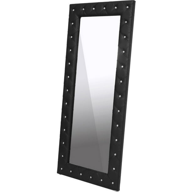 Baxton Studio Stella Crystal Tufted Black Modern Floor Mirror Com Baxton Studio Stella Crystal Tufted, Crystal Tufted Modern Floor Mirror