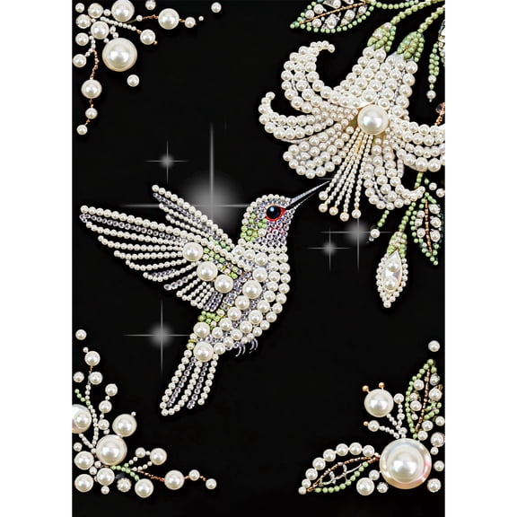 5D DIY Pearl Diamond Painting Kit, Tulip and Bird Round Pearl Diamond Art Set Sparkling creative craftwork, ideal for home décor and gift selection 15.7 x 11.8 in