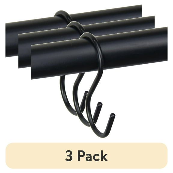 (3 pack) Mainstays Hooks, Black, 12 Piece/Set, 100% Iron
