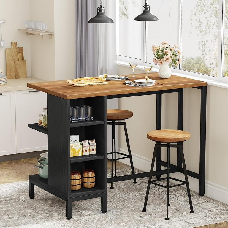 Tribesigns Brown Wood Base with Wood Top Kitchen Island (15.7-in x 31.5-in x 66.5-in) | HOGA-C0176