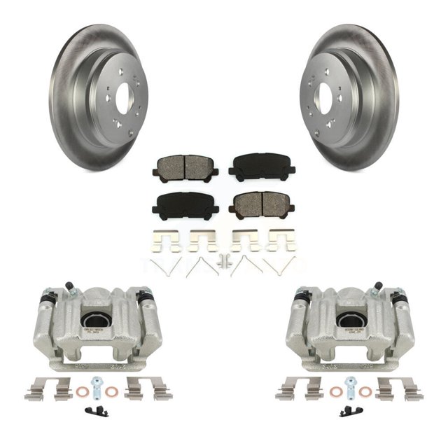 Transit Auto Rear Disc Brake Caliper Coated Rotors and Semi-Metallic Pads Kit for Car Acura MDX ZDX KCG-100321S
