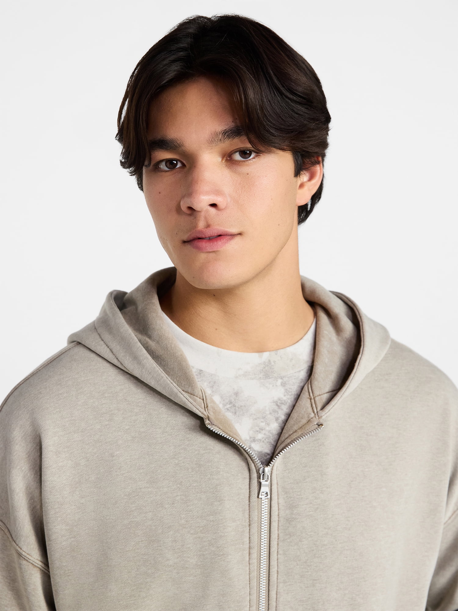 No Boundaries Zip Hoodie with Long Sleeves, Men's XS-4XLT