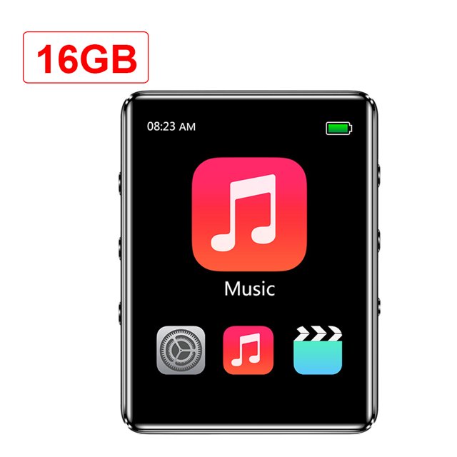 Reproductor de MP3 de metal Bluetooth 5.0 Pantalla táctil 1.8 pulgadas Reproducción de grabación de radio de libro electrónico inalámbrico, Negro, 16G Inevent EL2804-04B