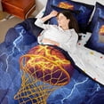 thumbnail image 4 of Castle Fairy Boys Girls Basketball Print Bedding Comforter Set 7 Pieces,Ball Gamer Full Bedding Set Lightweight,Abstract Lightning Fitted Sheet Flat Sheet,Lightweight Room Decor,Reversible, 4 of 8