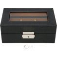 thumbnail image 1 of HUGFEGWE Watch Display Holder, PU Leather Lockable Watch Storage Boxes Stylish Light Luxury 3 Slots Lockable Dustproof Watch Case with Glass Plate For Men CJB91-37281, 1 of 9
