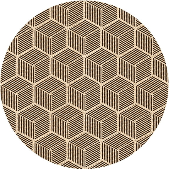 Ahgly Company Machine Washable Indoor Round Transitional Khaki Gold Area Rugs, 7' Round