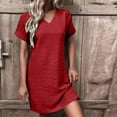 thumbnail image 1 of Jusqu'à 65 % de Réduction! Robes de Mode Été pour Femmes 2024 Grande Taille Printemps et Col en V Robe Décontractée à Manches Courtes, 1 of 6