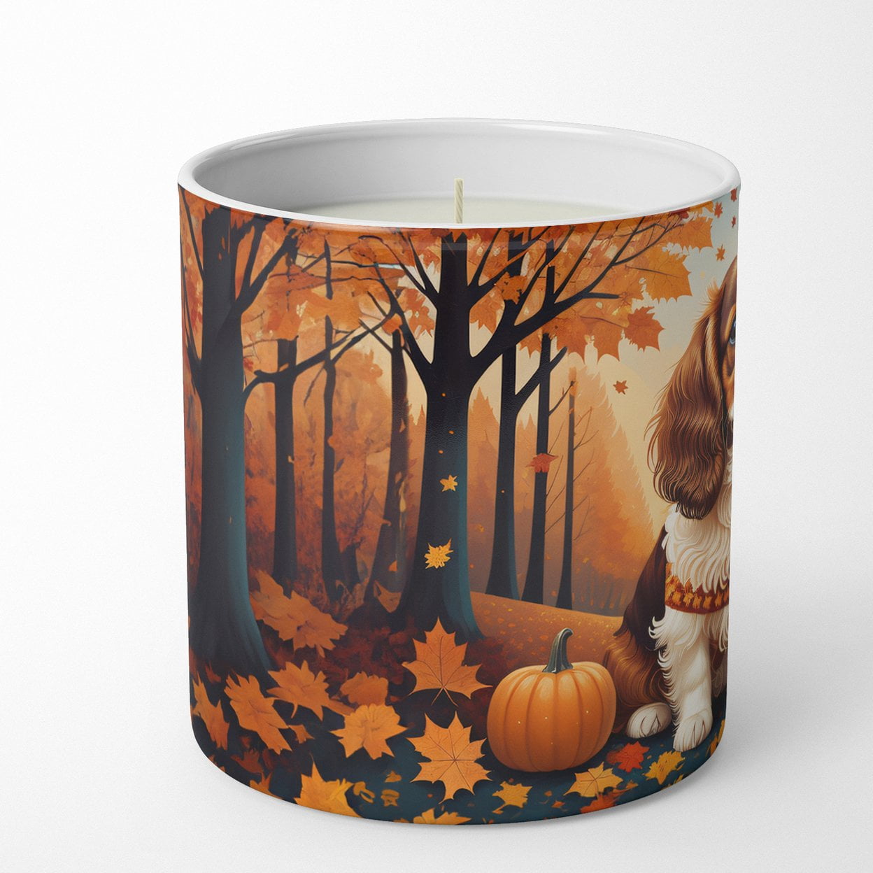 Cavalier Spaniel Fall Decorative Soy Candle 3.25 in x 3.75 in