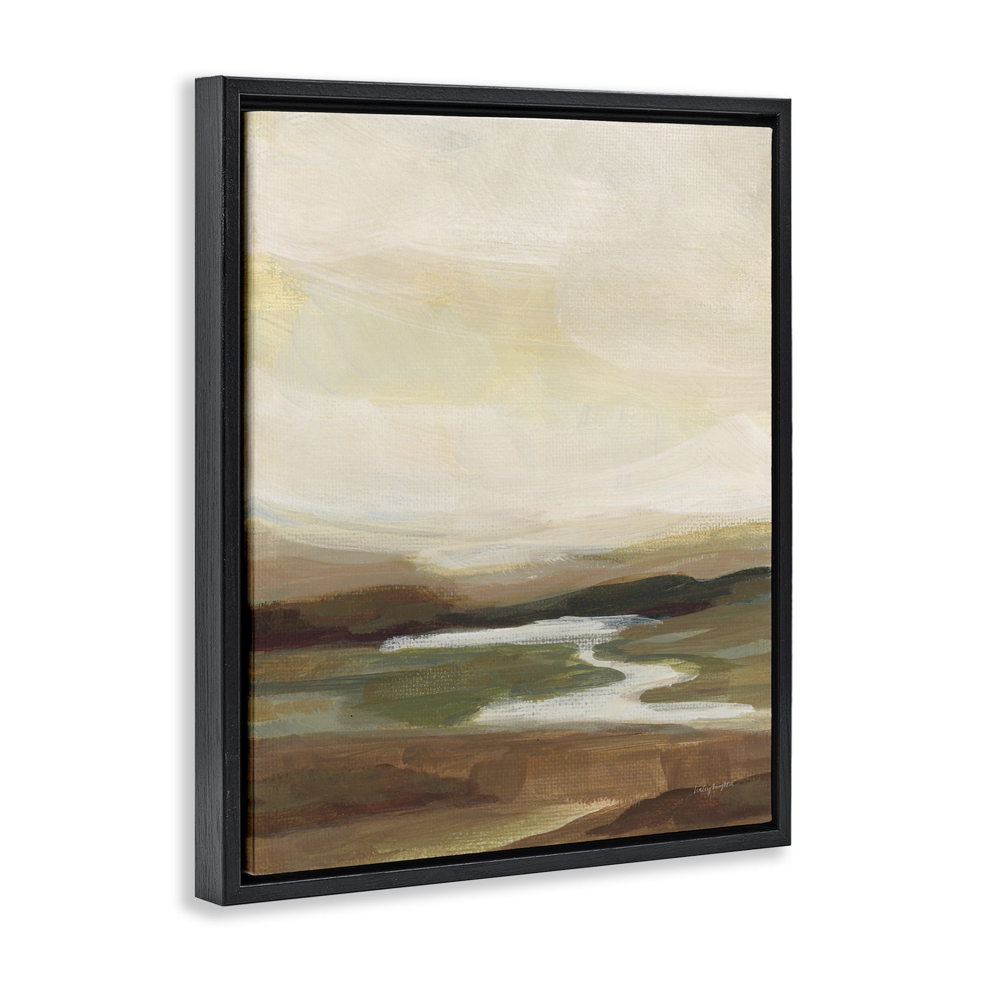 Stupell Industries Chestnut Springs River Landscape Painting Black Floater Framed Art Print Wall Art, 17 x 21