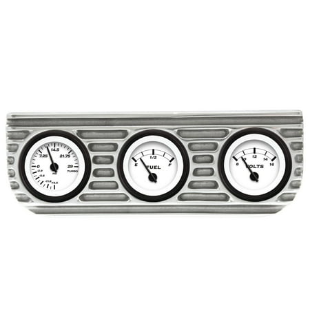 Fuel Gauge Bezel - Vintage Finned 3 Gauge Bezel Mount w/ Aurora Boost Fuel and Volt Gauges