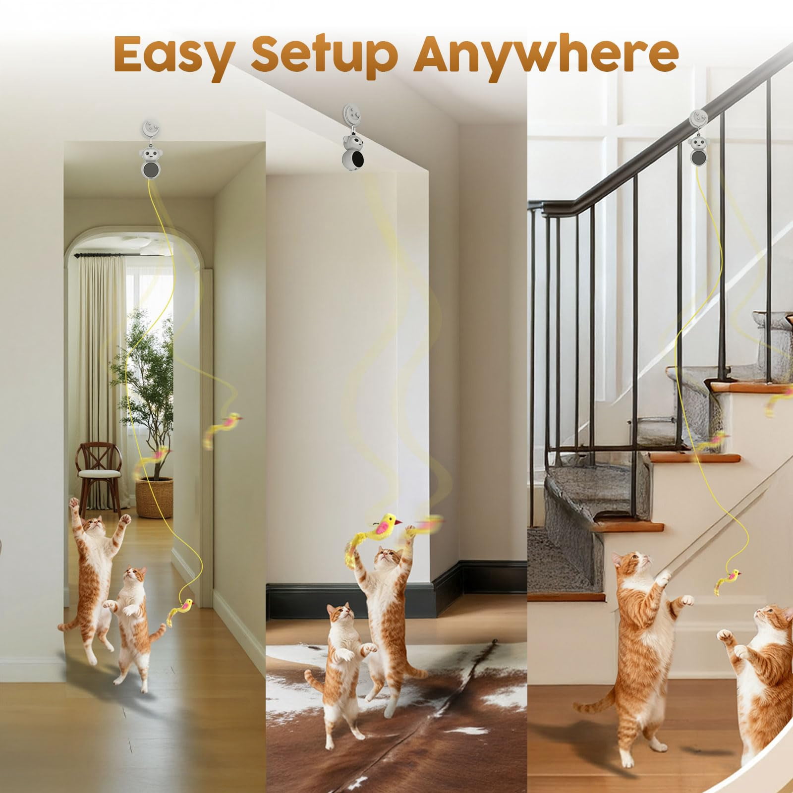 Interactive Cat Toys For Indoor Cats: 2 In 1 Pointer With Automatic Flying Bird & Mouse Wand  Smart Motion Mode Adjustable Speed Usb Rechargeable Safe Bored Kittens And Adult Cats