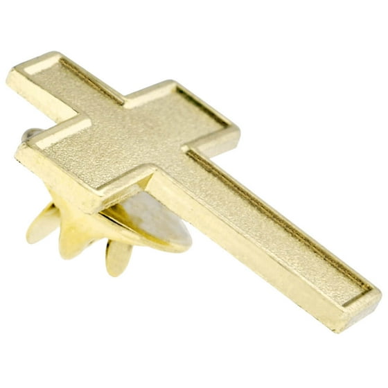 PinMart Traditional Gold Plated Cross Religious Church Lapel Pin